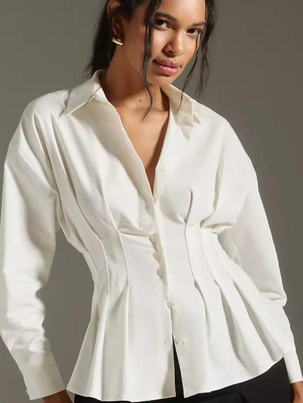 Anthropologie By EXQUISE White Button-Down Shirt